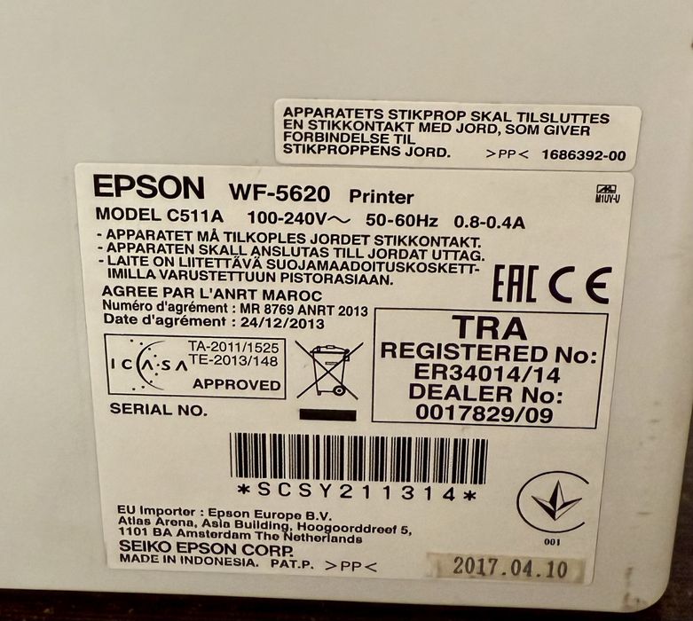 Epson WorkForce Pro WF-5620 Multifunction Printer64170342347394124