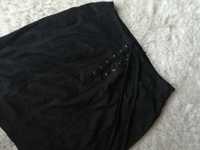 Mała czarna spódnica xs 34 ćwieki wiązana wysoki stan miękki materiał