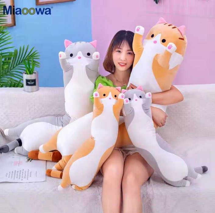 Іграшка для дітей Кіт Батон 85 см, Обіймашка подушка Кіт Батон Сірий