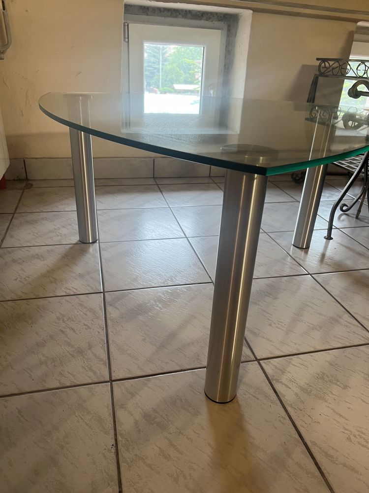 Szklany stolik kawowy srebrny szkło srebro IKEA