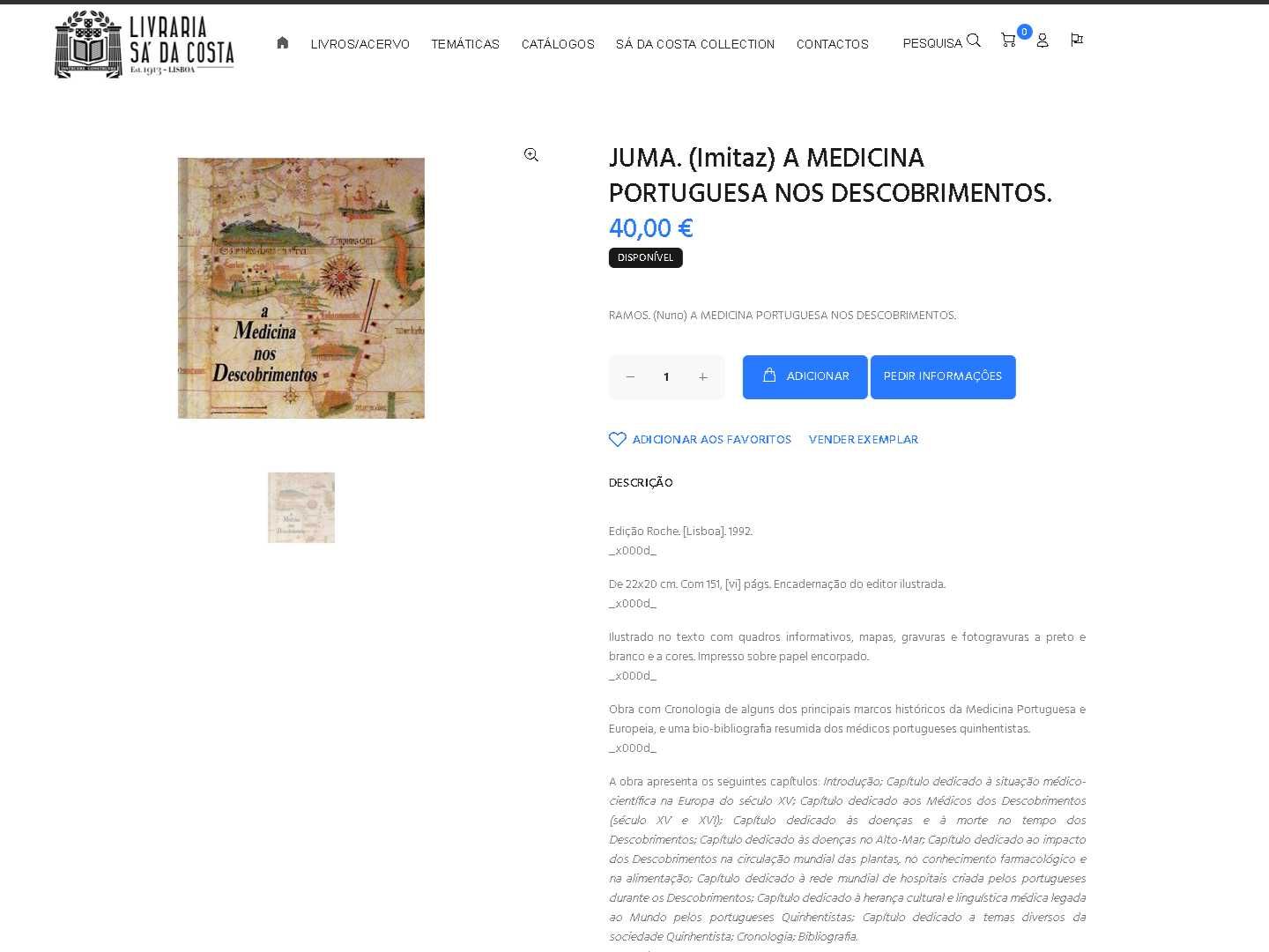A medicina portuguesa nos descobrimentos de Imitaz Juma, ROCHE 1992