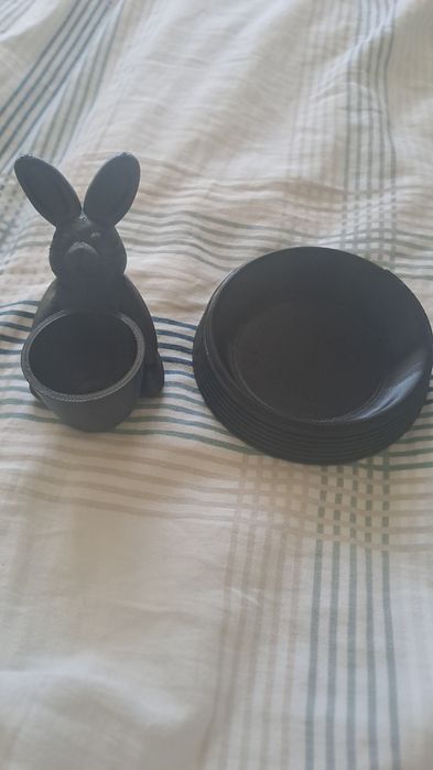 Підставка для яйця і мисочка,зайчик-3д