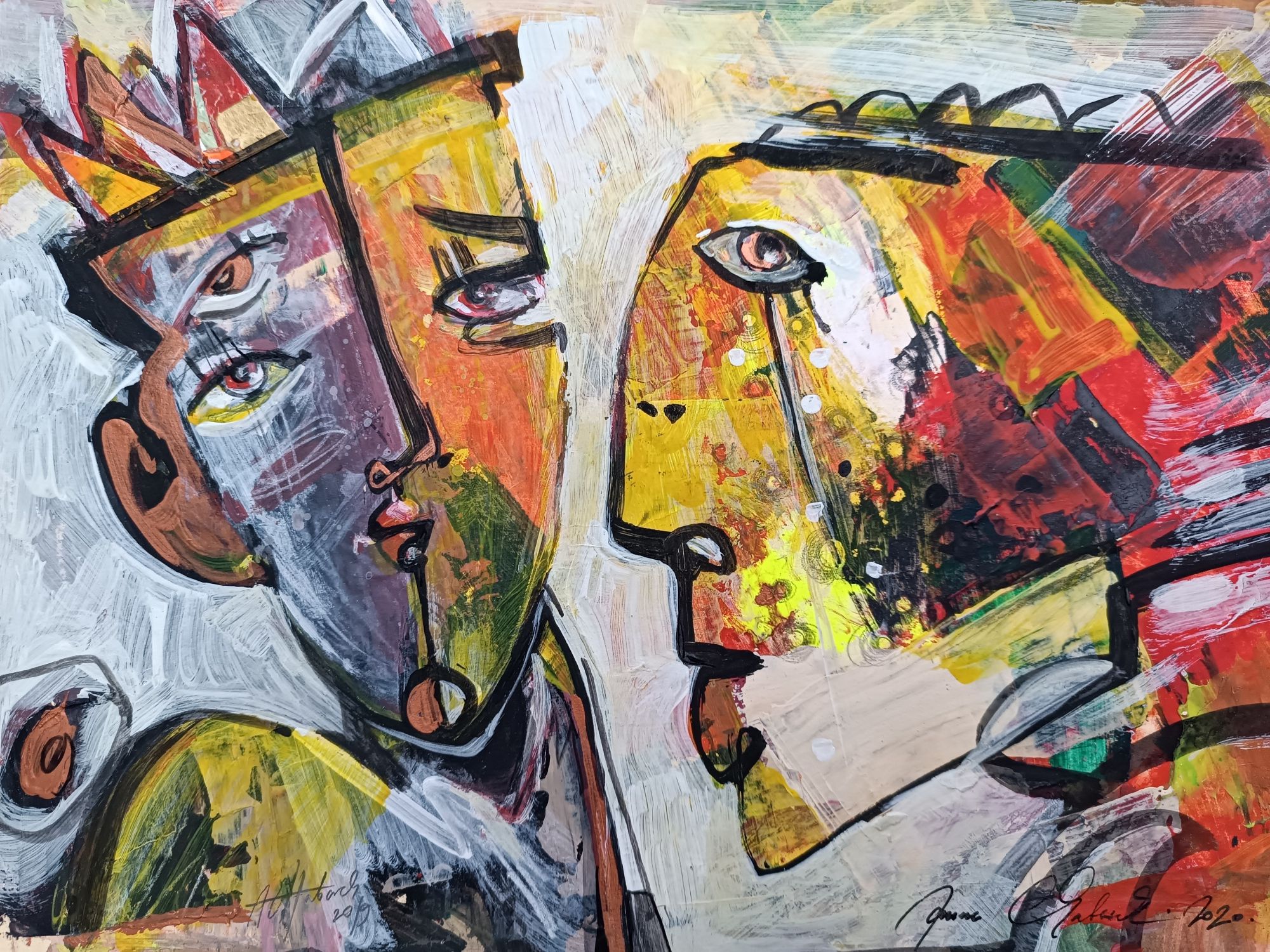 She and He surrealizm portret malarstwo współczesne papier akryl