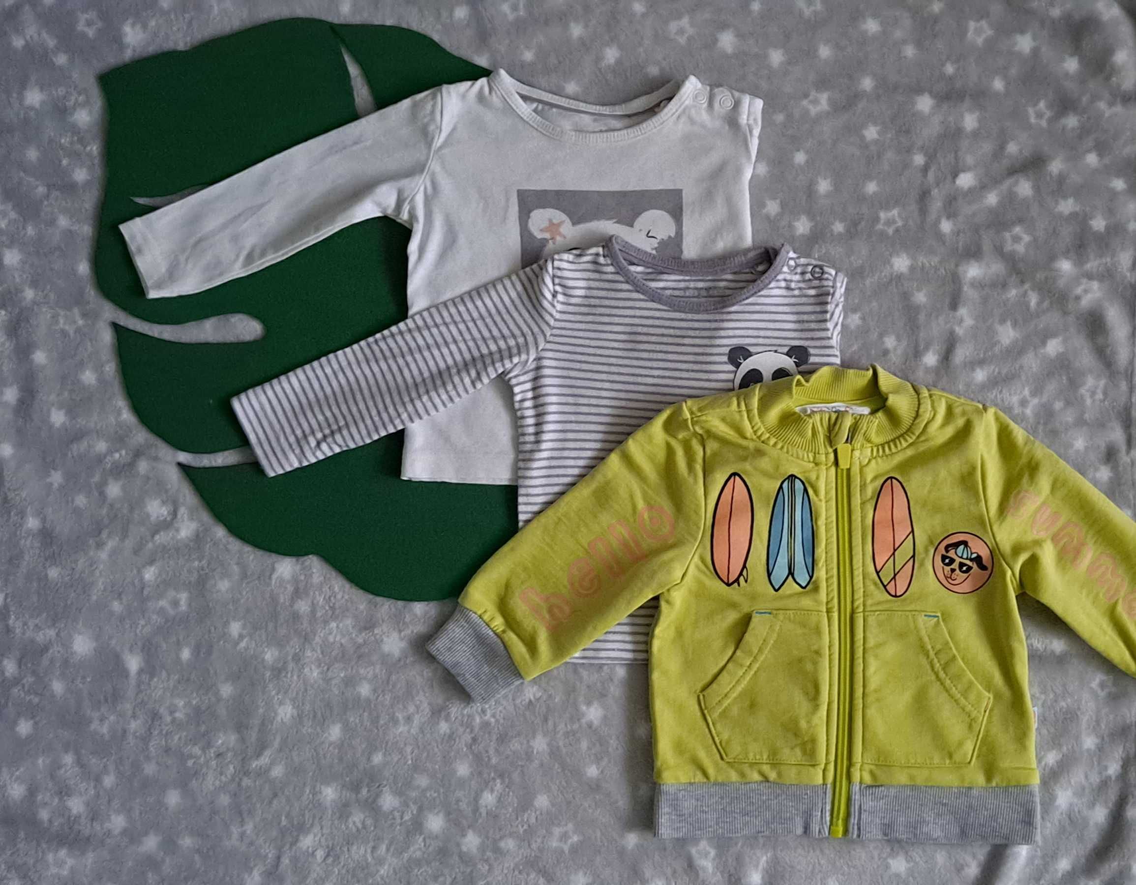 Bluza coccodrillo rozpinana,i 2 szt.koszulek długi rękaw rozmiar 62-68