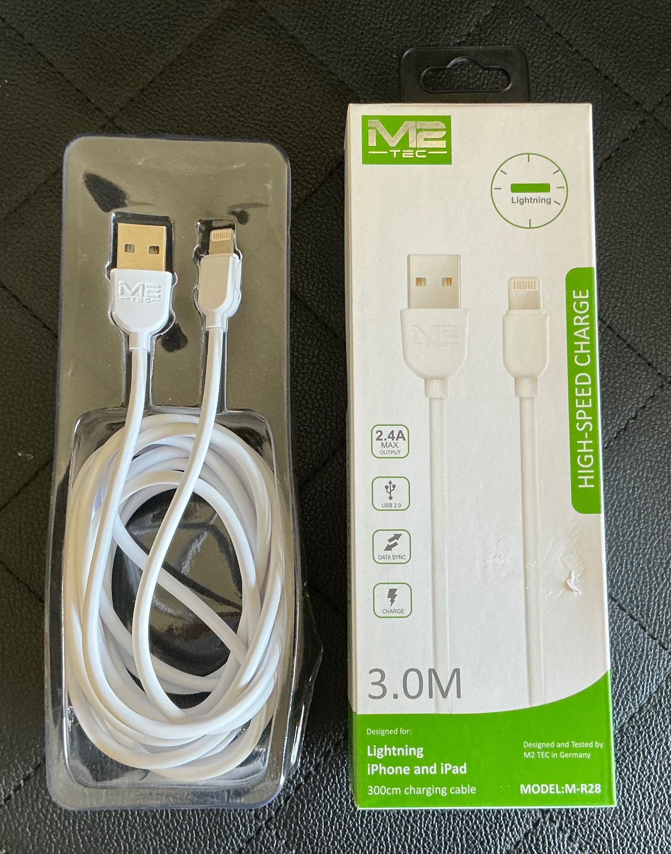 Cabo USB Lightning de 3 METROS. NOVO.