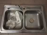 Umywalka zlew dwukomorowy kajner pelny zestaw
