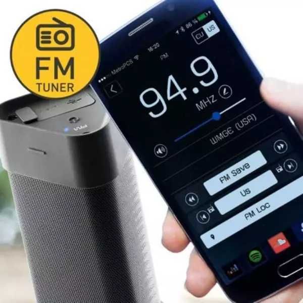 Coluna Bluetooth com rádio FM, marca Hercules DJ, 04 Plus FM