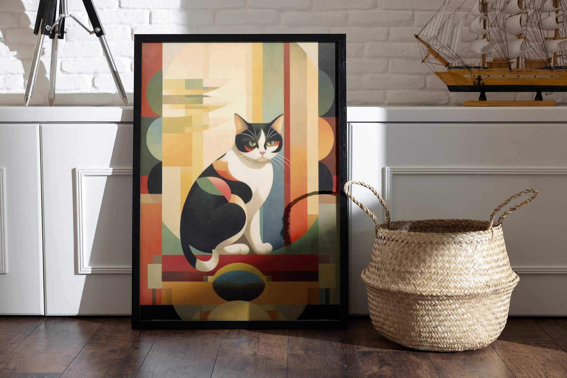 Plakat A3 Kot w stylu Art Deco