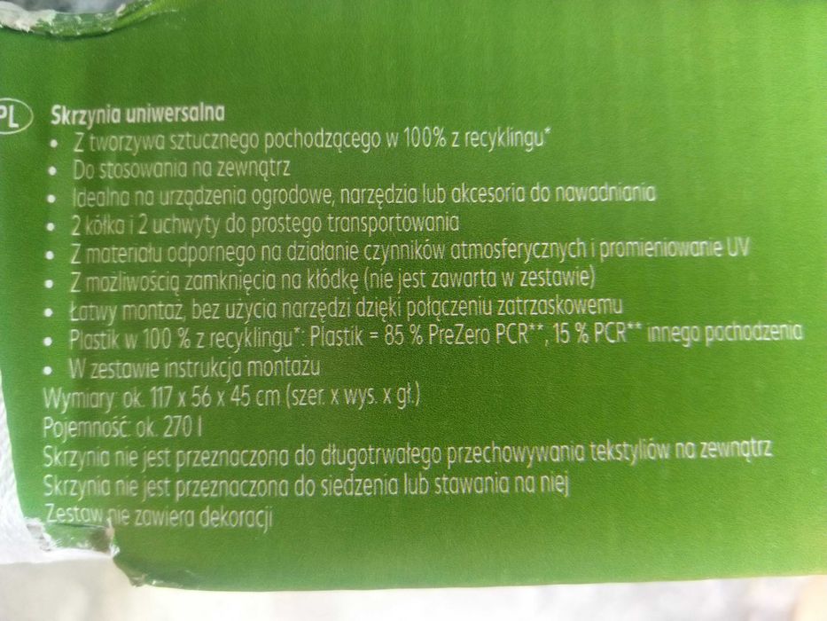 NAJTANIEJ Skrzynia Ogrodowa Uniwersalna Plastikowa 270L Wysyłka