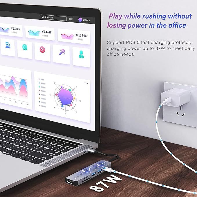 hub usb c adapter multiport 6w1 vv