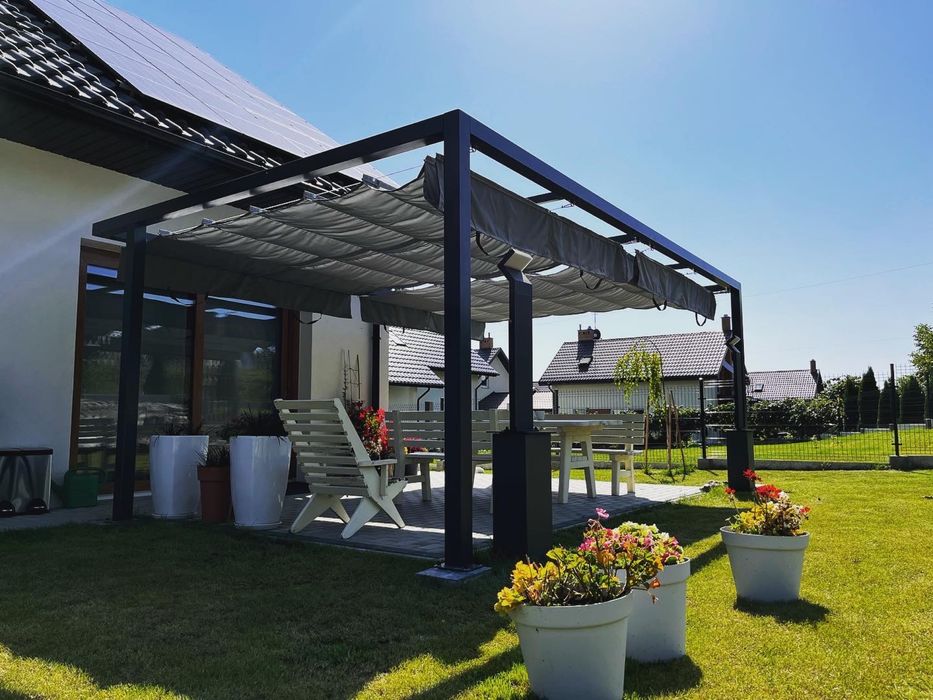 Pergola ogrodowa z roleta rzymska 5x4m