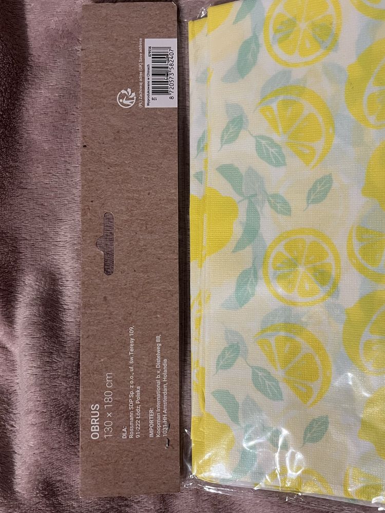 Obrus plamoodporny zmywalny 130x180 cytryny