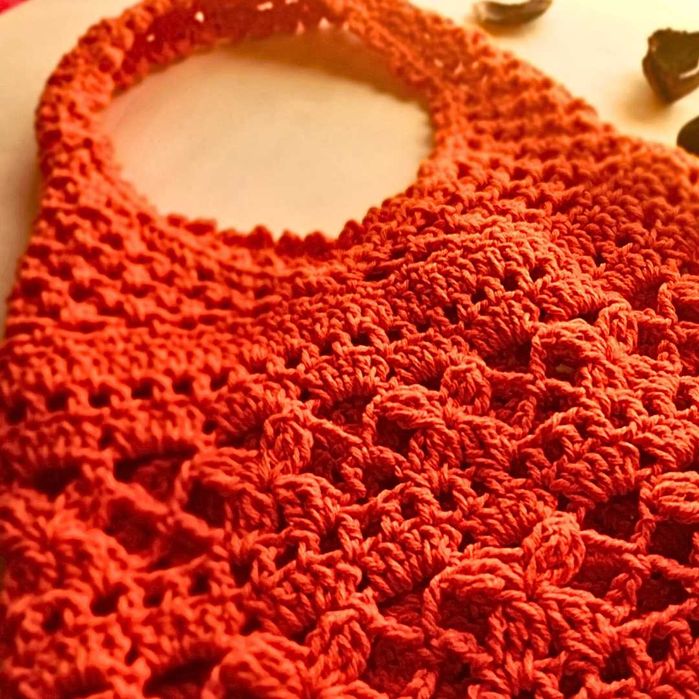 Ecobag em crochê vermelha