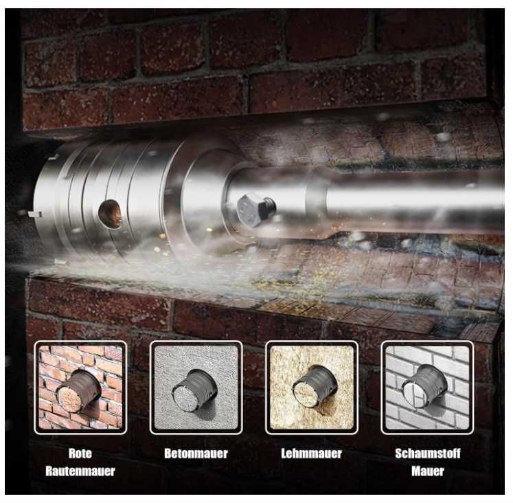 Otwornica do betonu 60mm SDS Plus + 2 wiertła prowadzące MOXPIFY