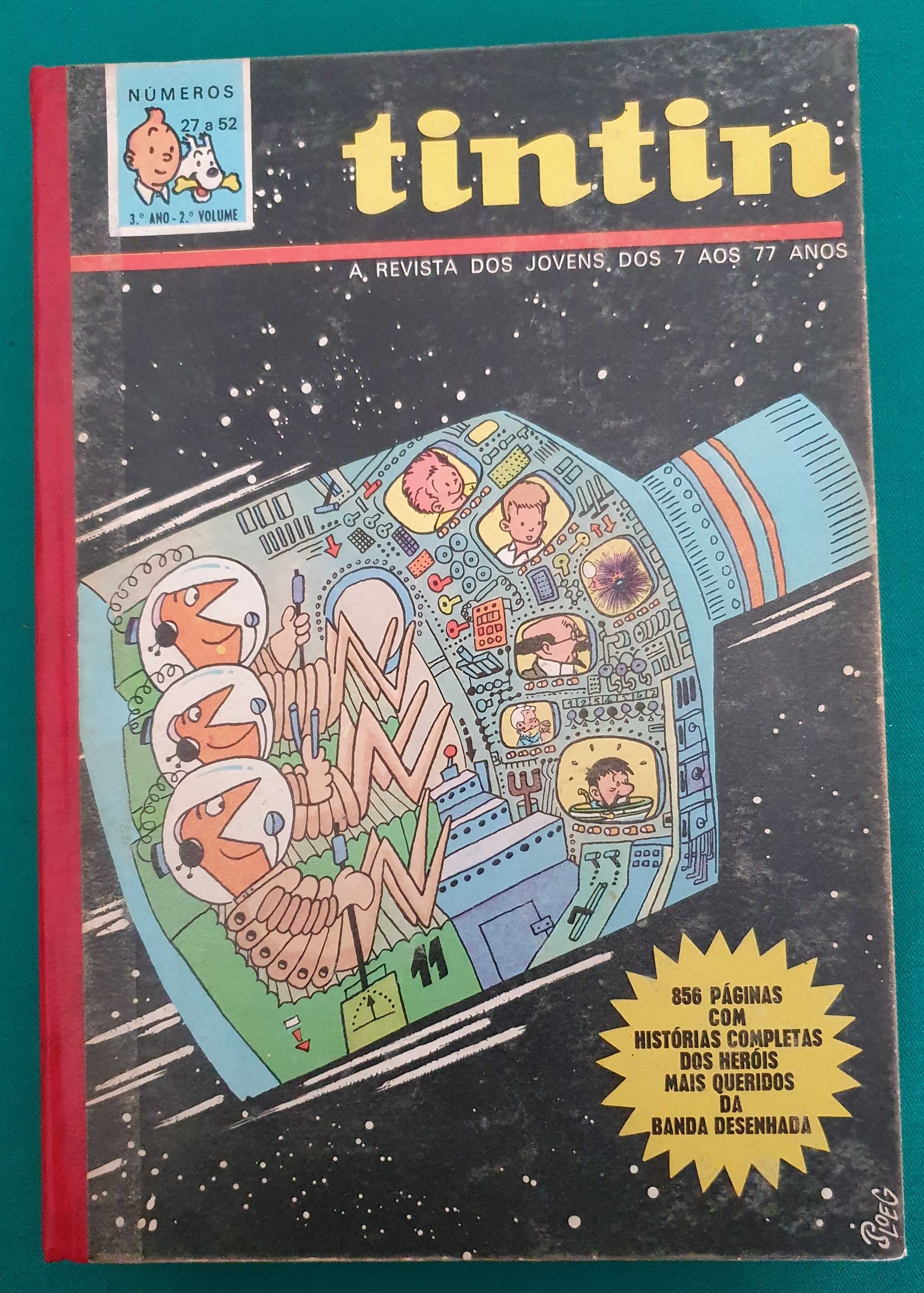 2 Livros encadernados da revista Tintin: Nº6-3ºAno e Nº7-4ºAno Anos 60