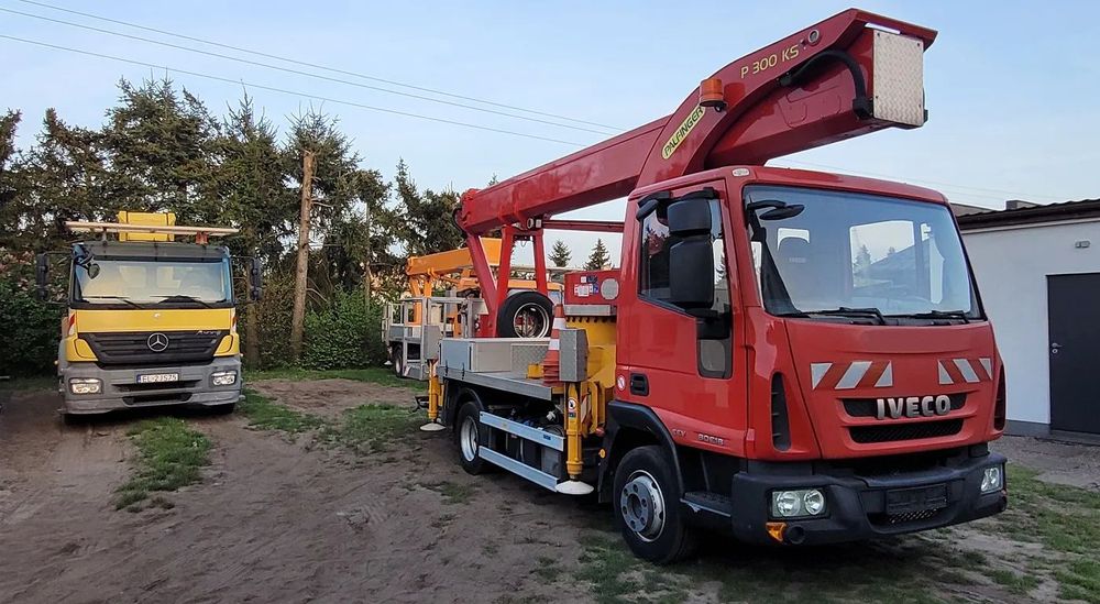 Iveco podnośnik koszowy 30 m Palfinger P300 KS Wumag WT zwyżka Ruthmann Bison TKA  zawieszenie pneumatyczne, praca bez podpór, 388 000 netto