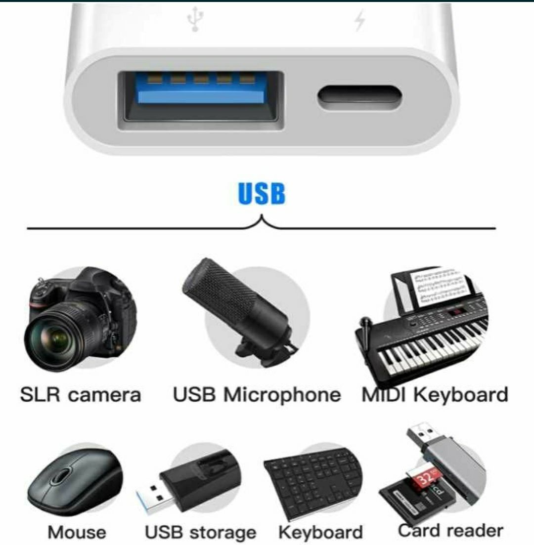 OTG переходник адаптер iOS iPhone iPad c USB флеш на Lightning айфон