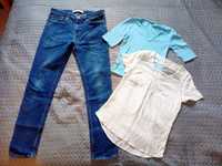 Zestaw spodnie jeansy 34/32 i bluzki rozmiar XS/S