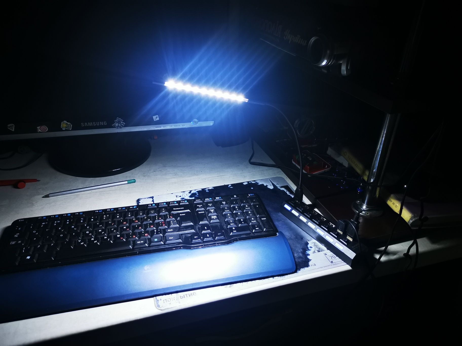 Світлодіодна USB-лампа Металева, 10 світлодіодів