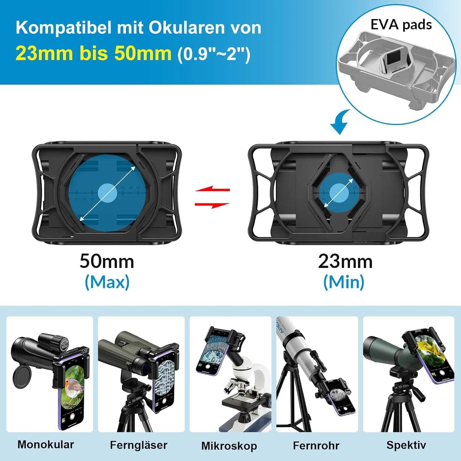 APEXEL Uniwersalny Adapter Mobilny do Lunety Kompatybilny z Lornetkami