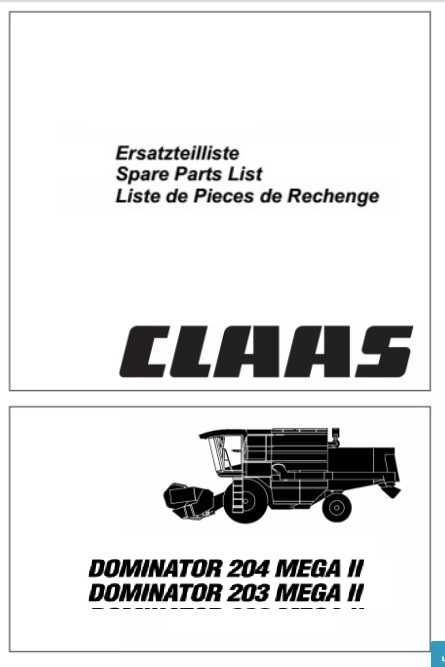 Katalog części kombajn claas Mega 203, 204 II