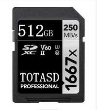512 Gb! Флешка Карта пам’яті TOTASD 1667X SDXC V60 до 250 МБ/с