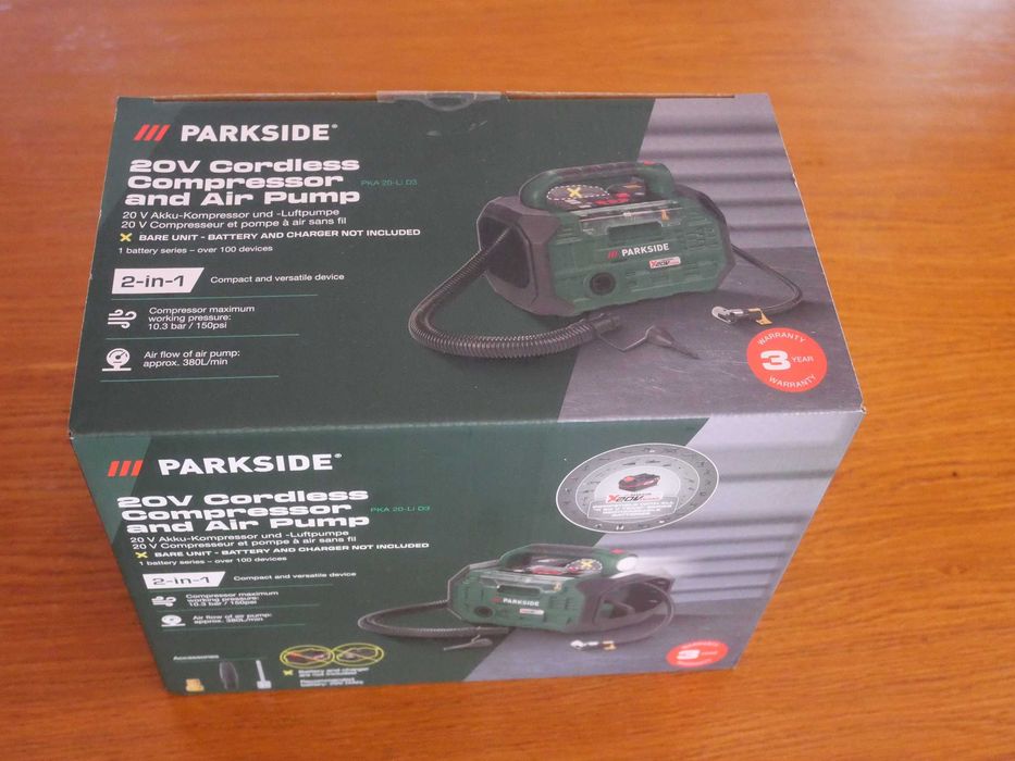 PARKSIDE Akumulatorowa sprężarka 20 V i Pompka, bez aku i ładowarki