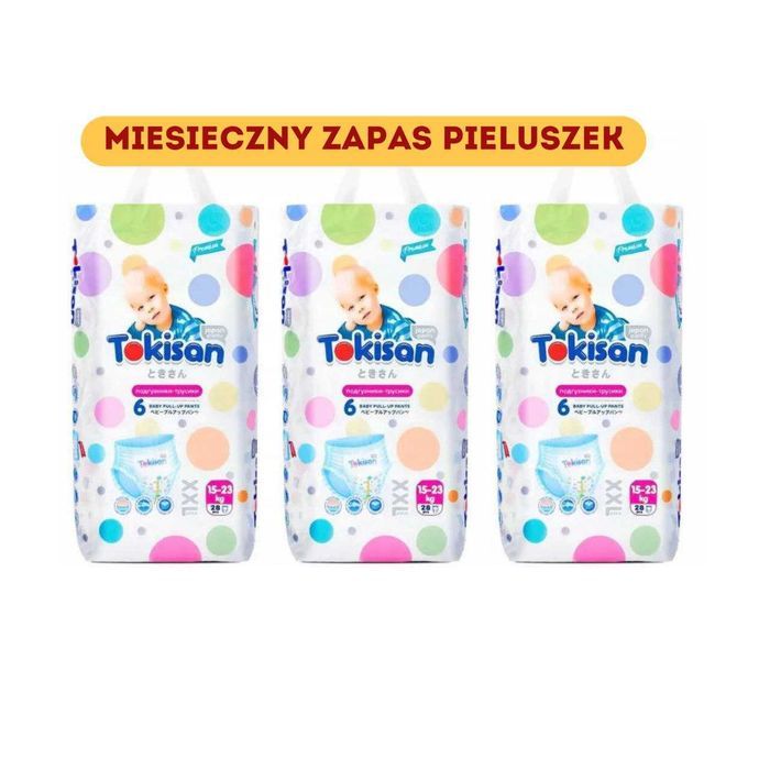 Pieluchy Tokisan Rozmiar 6(15-23Kg)Pieluchomajtki Premium Pants 84 Szt