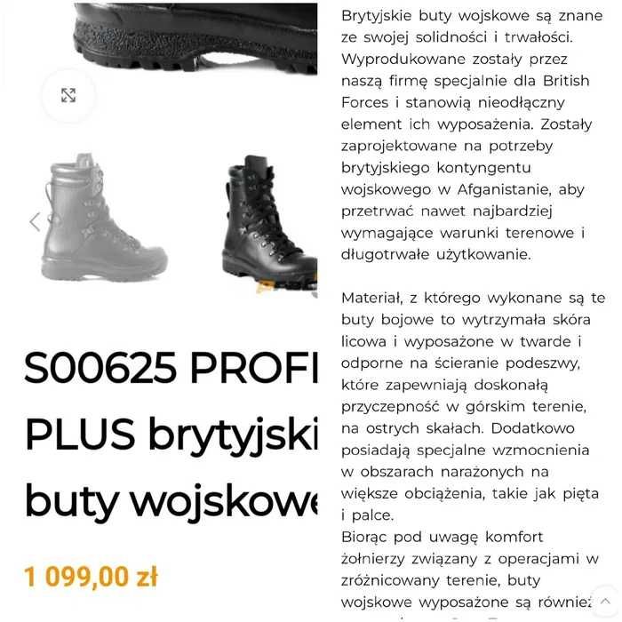 Buty taktyczne trekkingowe wojskowe Prabos Gore-Tex Vibram 45 wkł 29.5