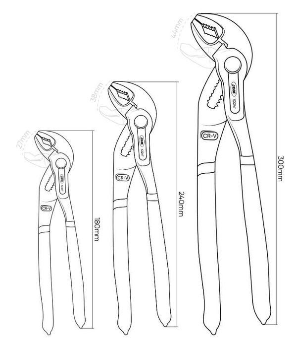 JOGO DE 3 ALICATES AJUSTÁVEIS- REF: 53483