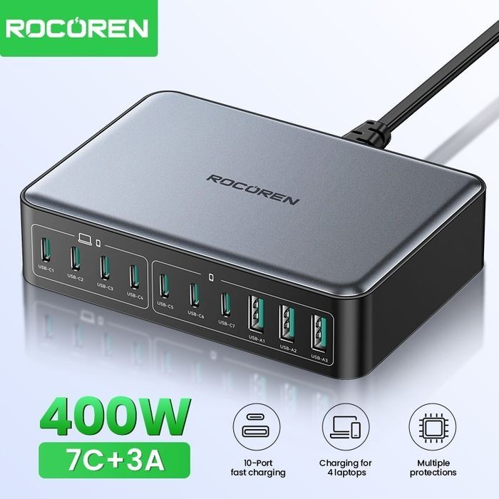 Rocoren 400W  Блок живлення/адаптер питания, зарядка. GaN.