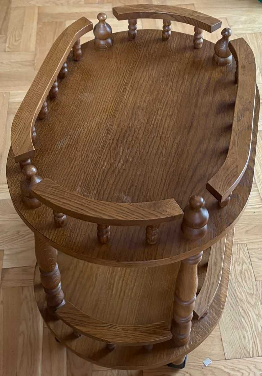 barek dębowy na kółkach lite drewno fornir solidny stylowy rustykalny