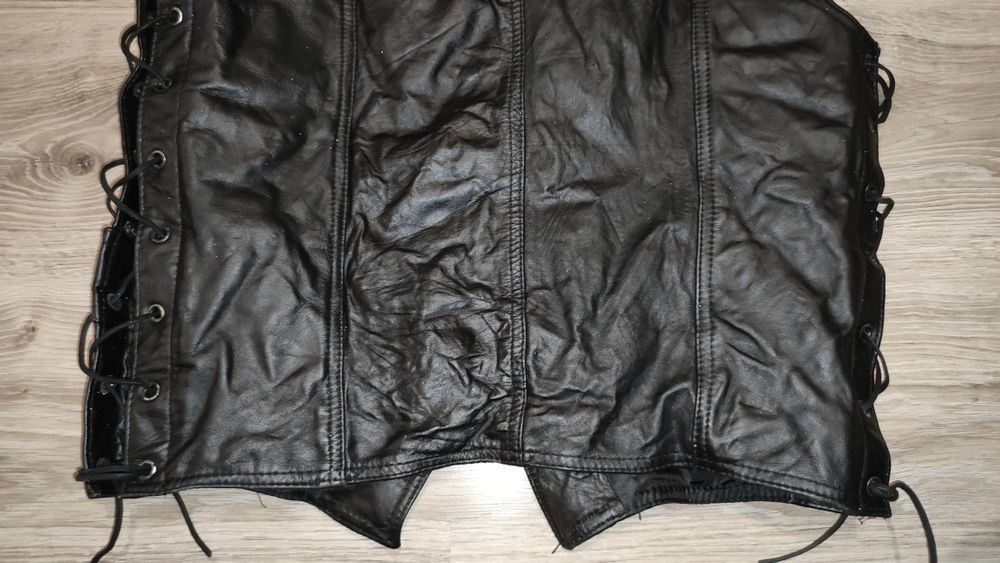 Kamizelka skórzana męska wiązana XXL