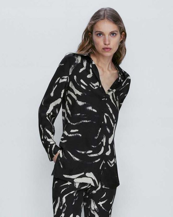 Massimo Dutti malowana bluzka koszulowa 40