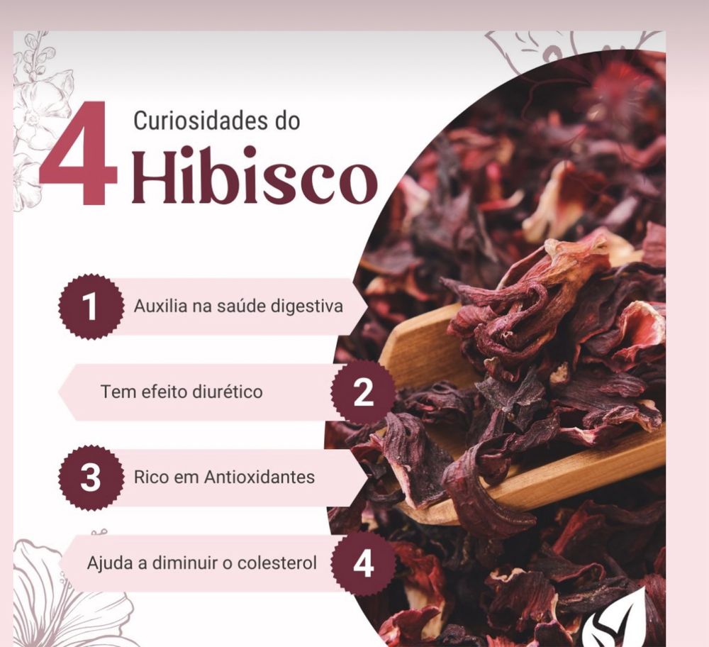 Chá de Hibisco Natural 100g – Emagrece e Desincha