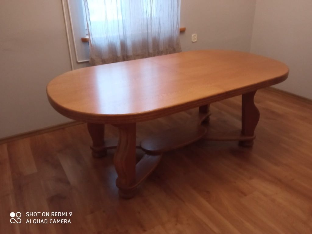 Rozkładany stół dębowy + krzesła