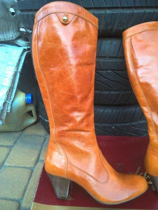 NOWE Buty-Kozaki KOWBOJKI 37 Naturalna skóra100% MIODOWY I-Klasa Gw.6m
