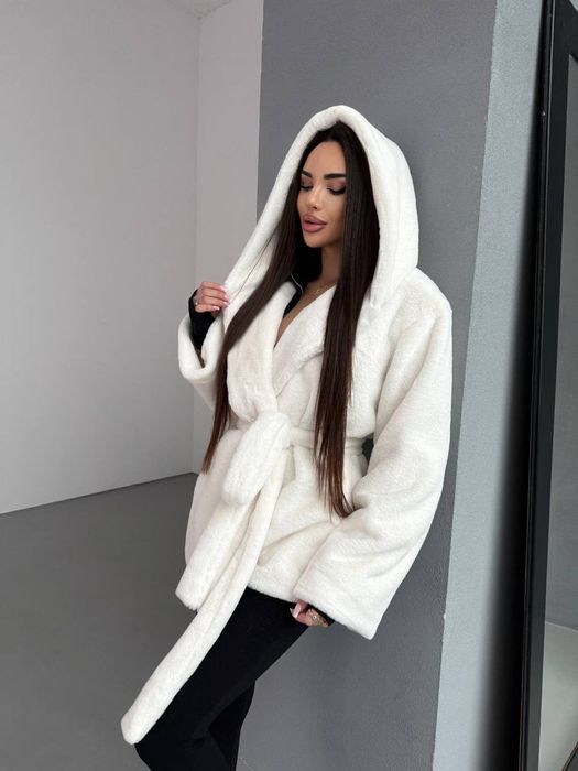 Еко Шуба з капюшоном шуба з мутона шубка жіноча тедді барашек