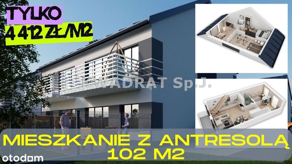 Mieszkanie z antresolą o łącznej pow. 102,01m2