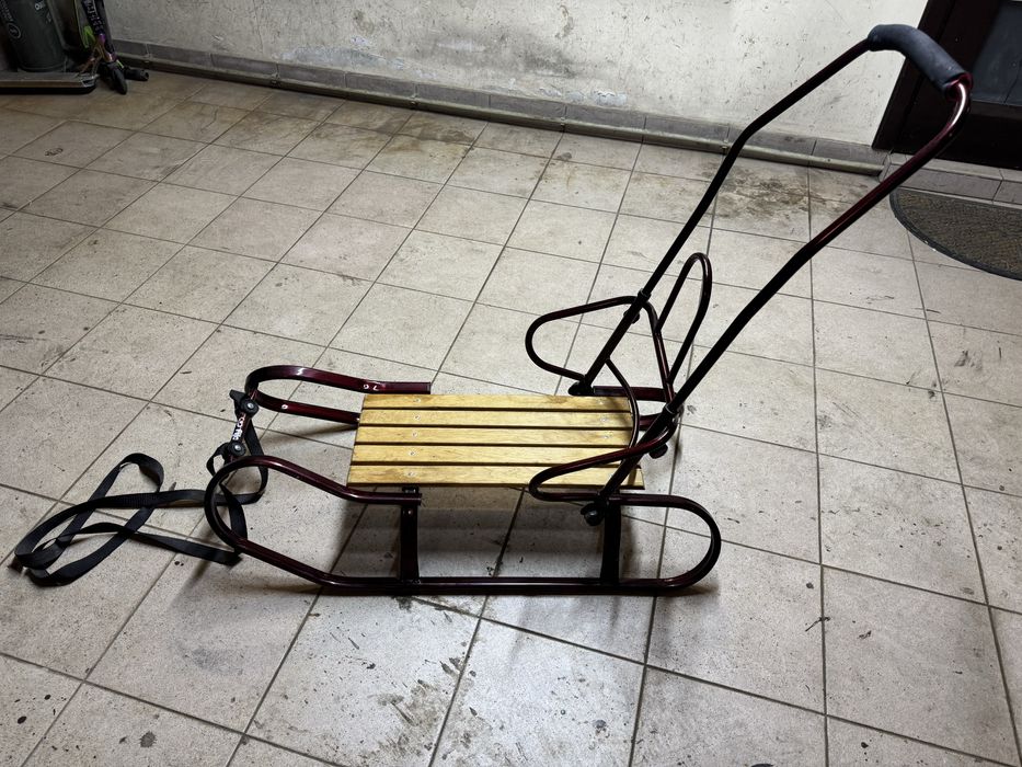 Санки дитячі зі спинкою та ручкою