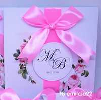 Zaproszenia w kolorze różowym + koperta z okazji Ślubu