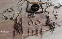 Zestaw biżuterii boho, hippie, vintage, kolczyki, bransoletki