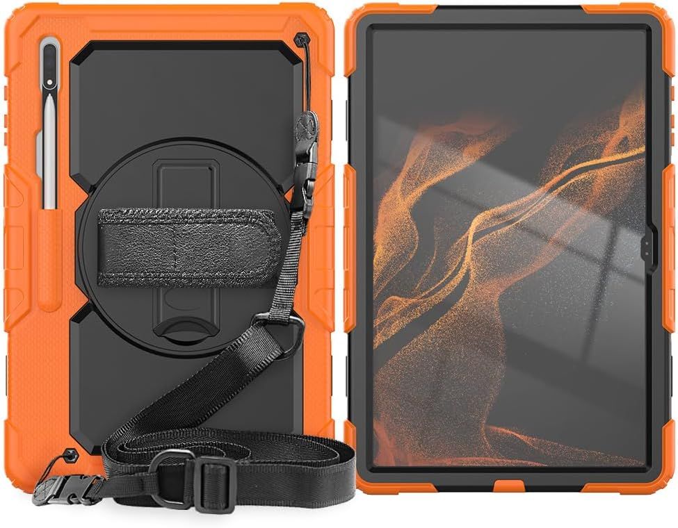 Etui do Samsung Galaxy Tab S8 + / S8 Plus 12,4” z Paskiem Pomarańczowe