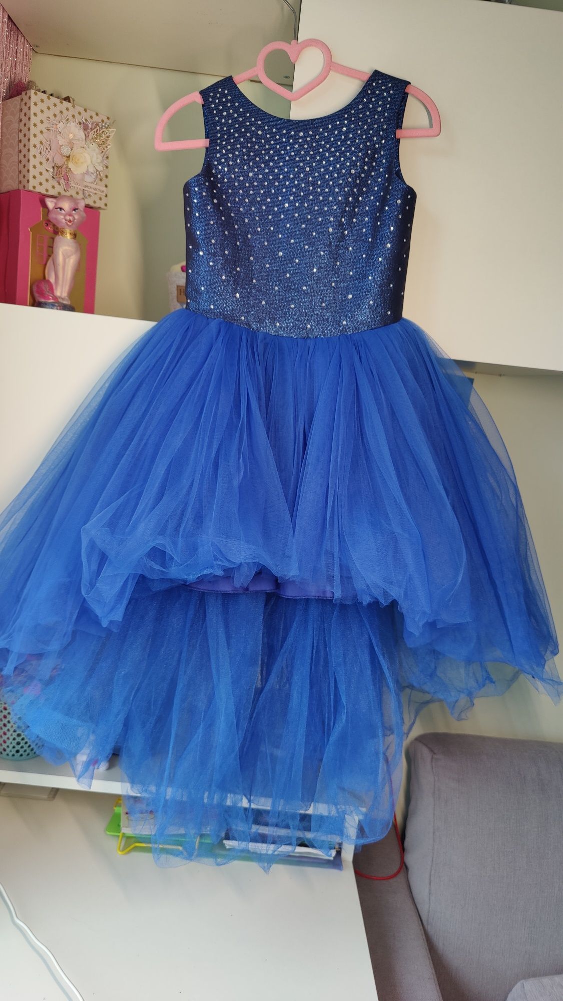 Сукня, святкове плаття дитяче, для дівчинки 122 см. Синє, ультрамарин