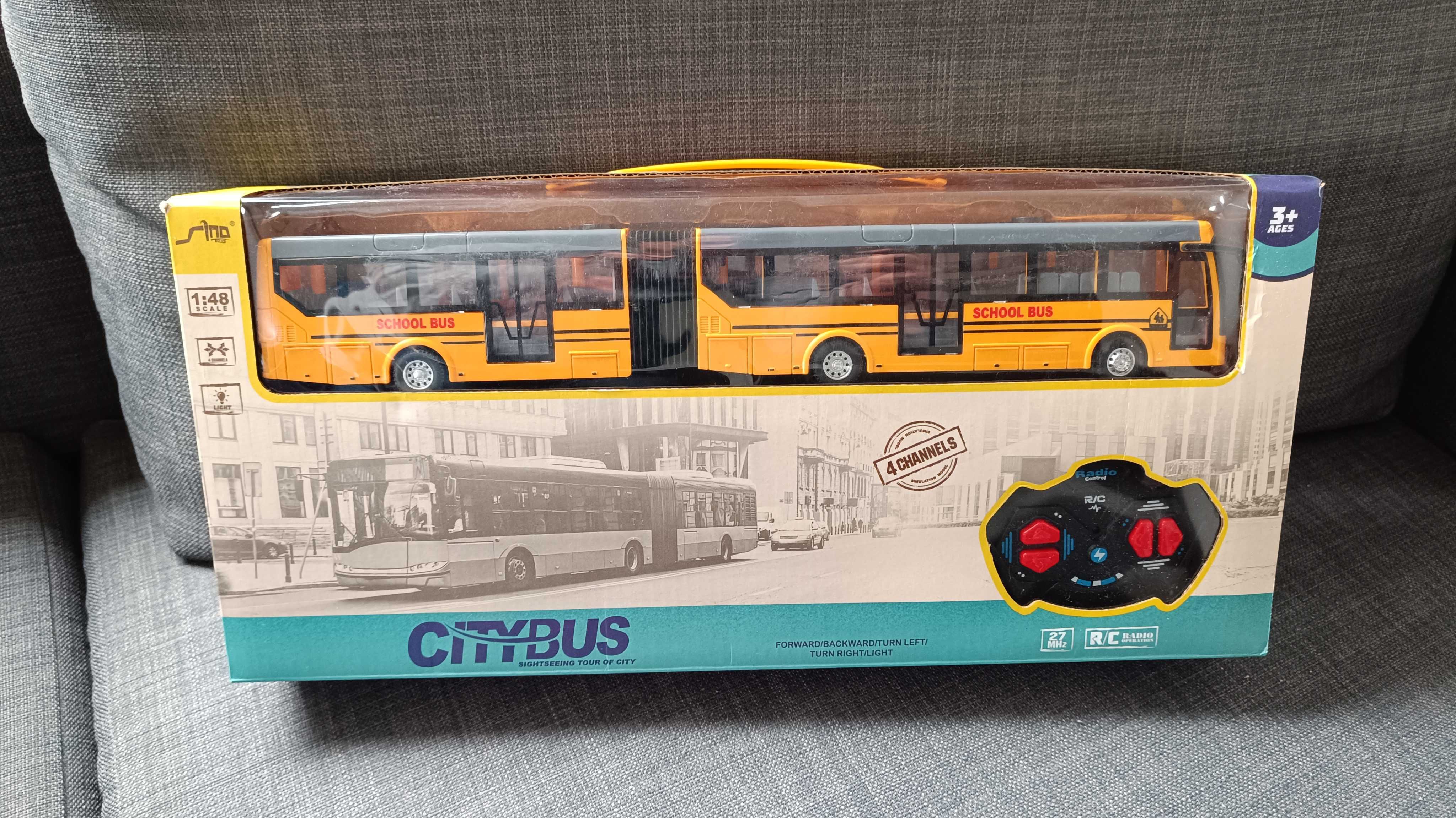 Autobus szkolny przegubowy RC, pilot, akumulatorowy, efekty świetlne