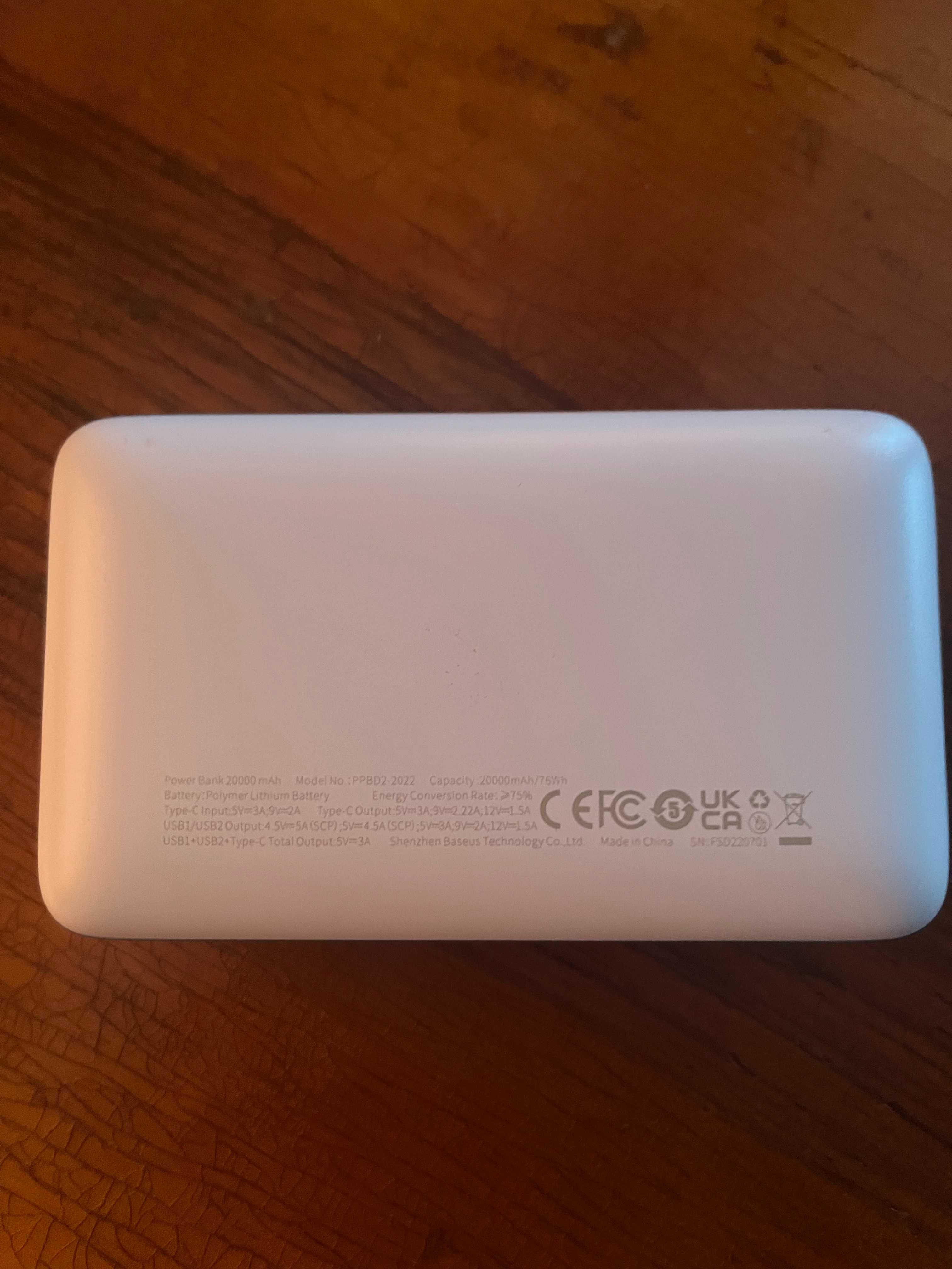 Baseus Power Bank 20000mAh Bipow Pro Digital Display PD 22.5W White