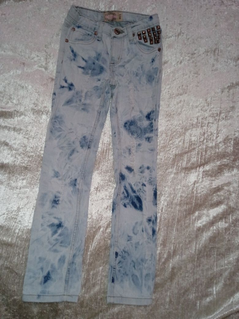 Spodnie Jeansy marmurkowe dla dziewczynki rozm.128