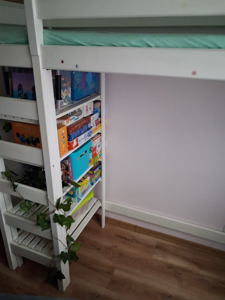 Łóżko dla dziecka Łukasz Plus piętrowe białe lite drewno 200x70
