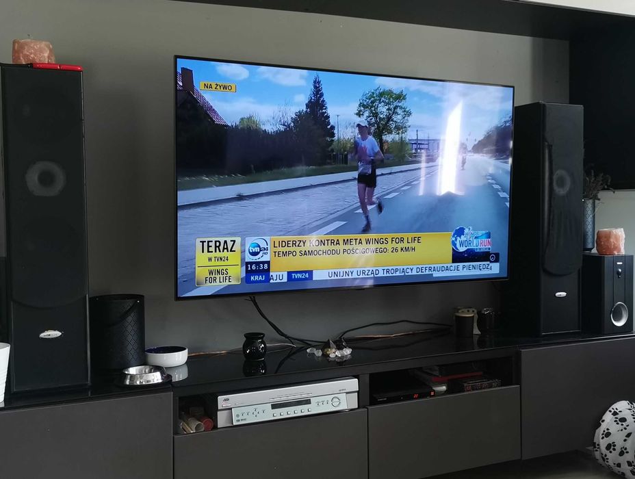 Zestaw kina domowego 2.1, amplituner JVC + 2 duże kolumny + subwoofer