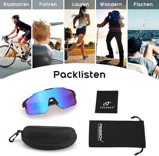 FEISEDY Sportowe okulary przeciwsłoneczne dla mężczyzn i kobiet